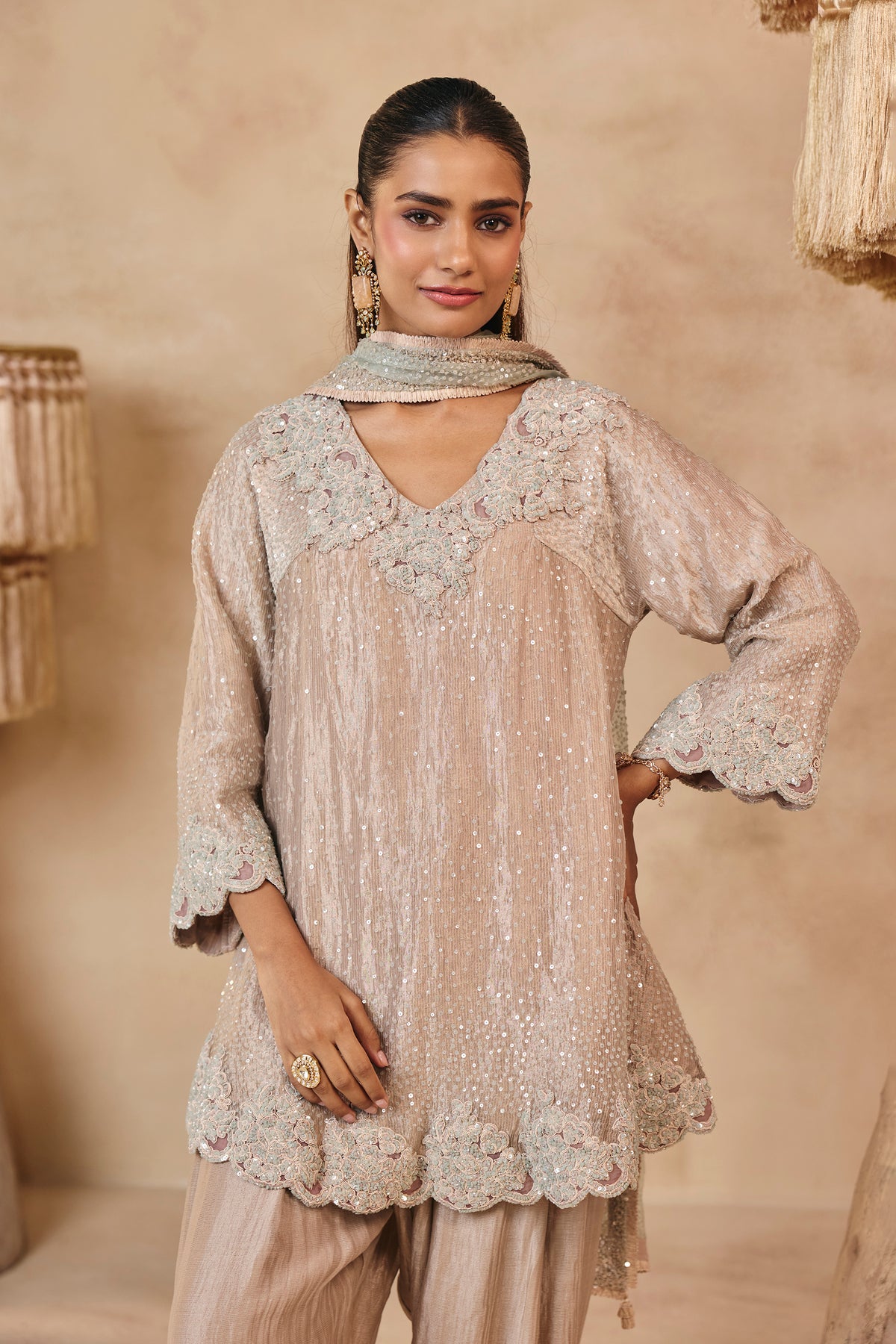 Dua Kurta Set - Champagne